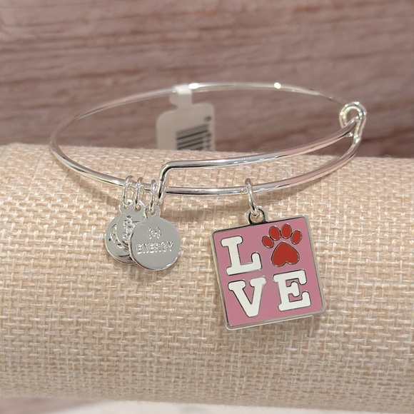 Alex and Ani Stamp of Love Paw Charm Bangle Bracelet - Picture 1 of 5